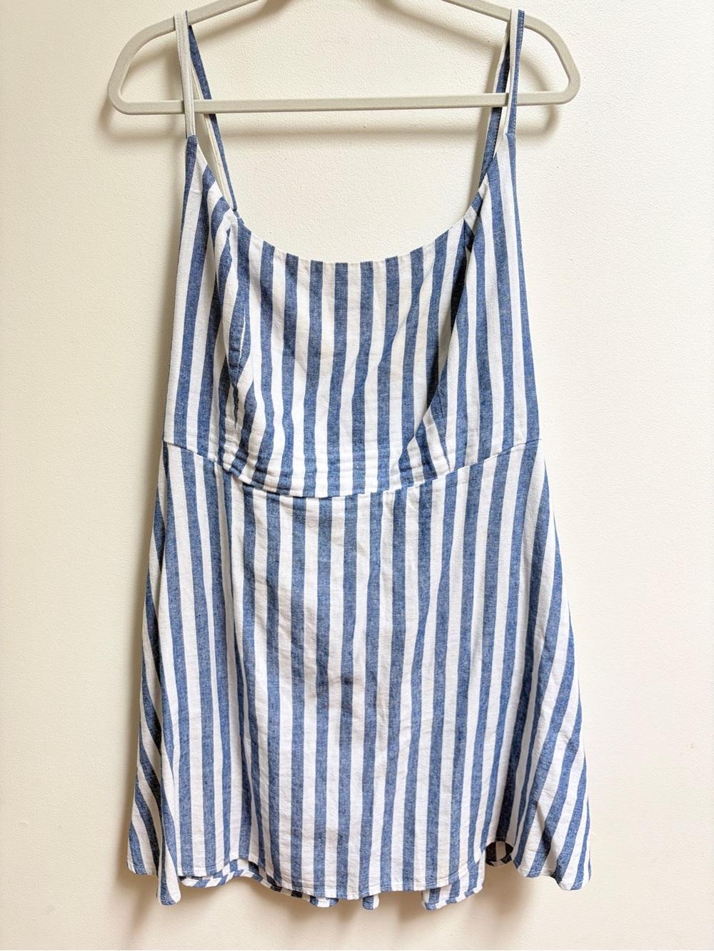 Old Navy Blue and White Striped Woman's Fit and Flare Mini Dress 2X